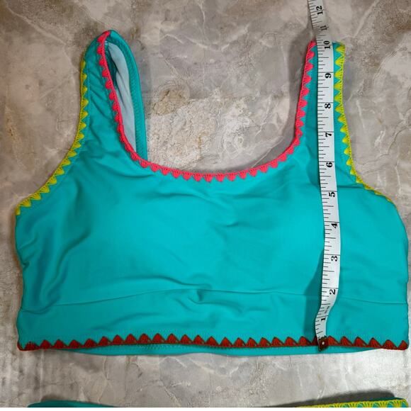 Turquoise Multicolor Trim Sporty Bikini – Size Youth 2XL - Picture 7 of 7